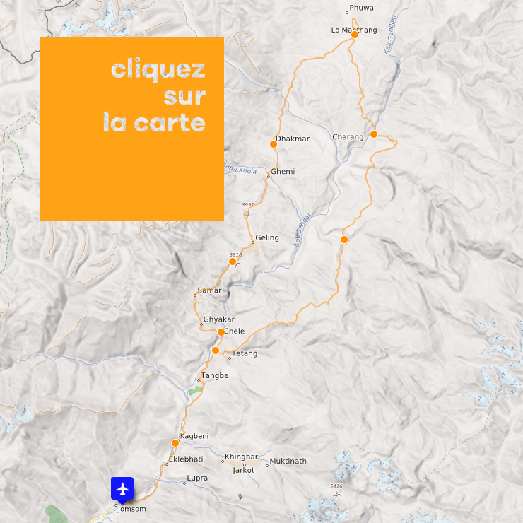 trek au népal sans guide Mustang trek map